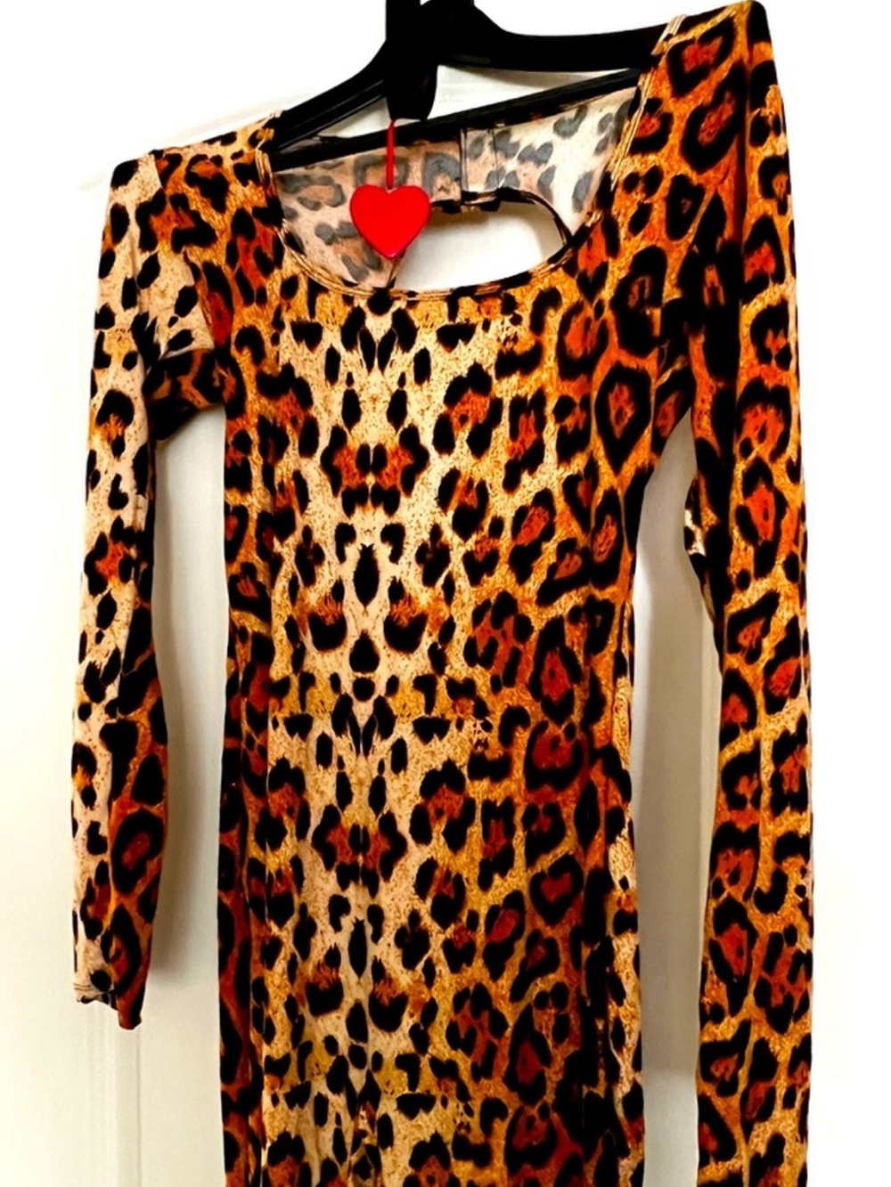 Leopard Print Long Sleeve Scoop Neck bodysuit - Brown/Black